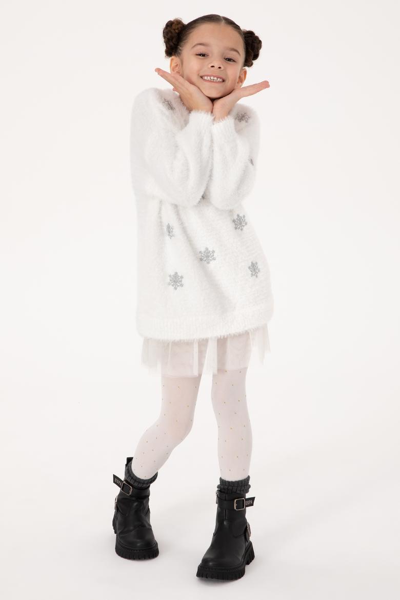 Kız Çocuk Krem Triko Elbise - 50316830020