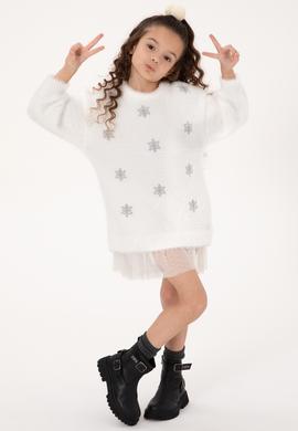 Kız Çocuk Krem Triko Elbise - 50316830020