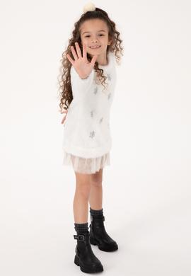 Kız Çocuk Krem Triko Elbise - 50316830020