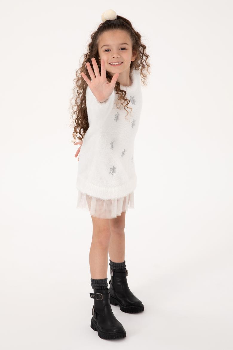 Kız Çocuk Krem Triko Elbise - 50316830020