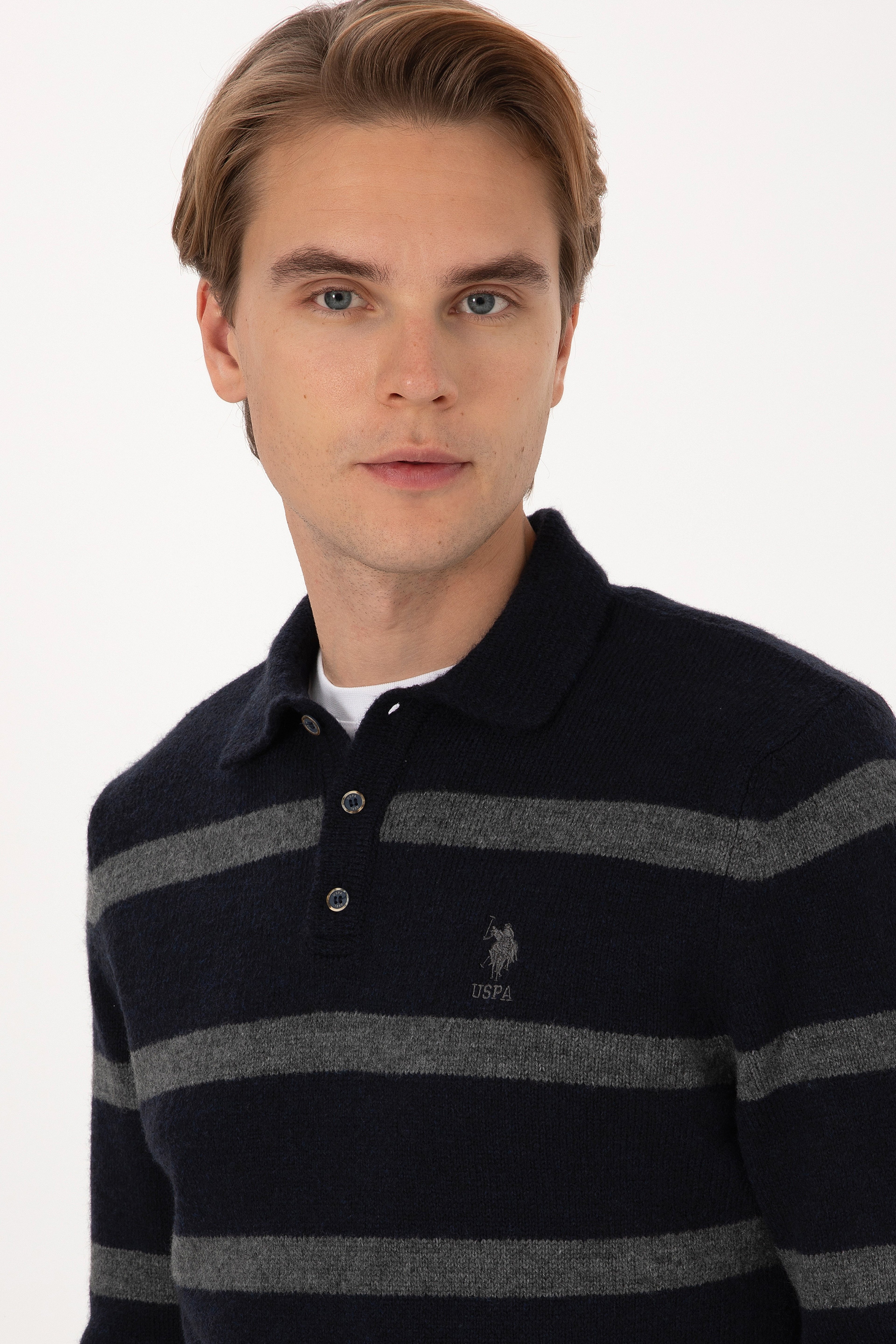 Erkek Regular Fit Polo Yaka Lacivert Kazak