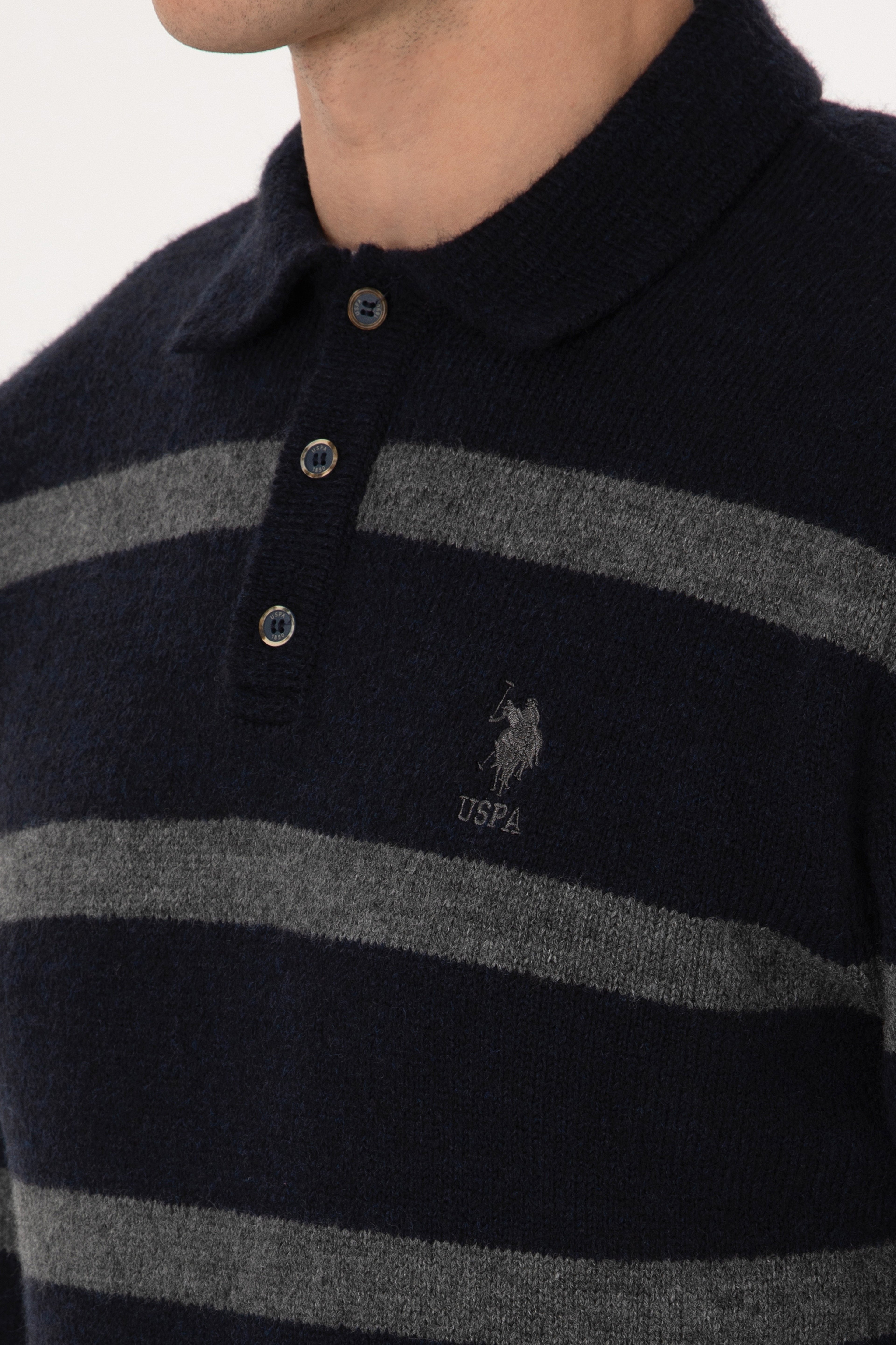Erkek Regular Fit Polo Yaka Lacivert Kazak
