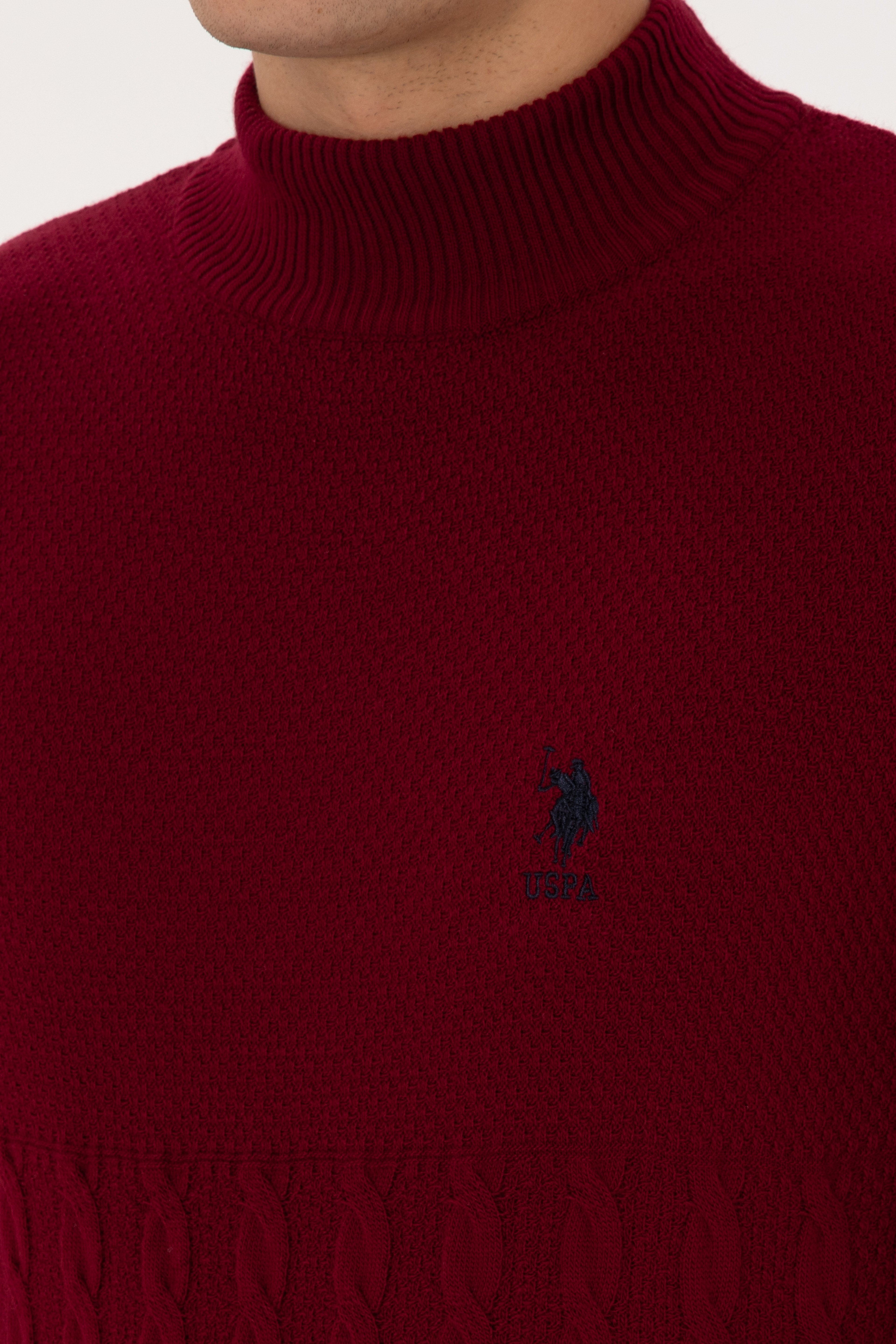 Erkek Slim Fit Yarım Balıkçı Yaka Bordo Kazak - Image 7