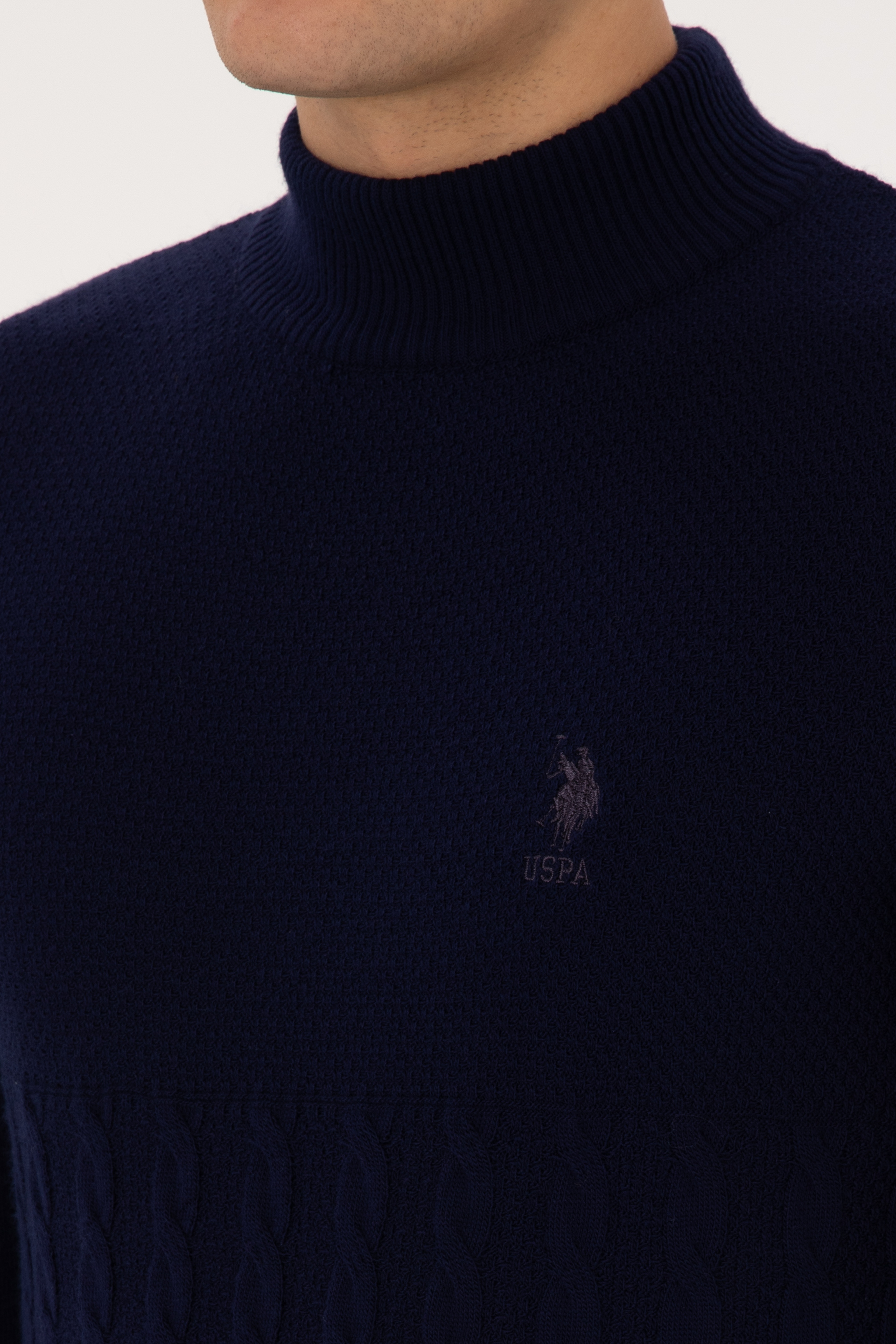Erkek Slim Fit Yarım Balıkçı Yaka Lacivert Kazak - Image 7