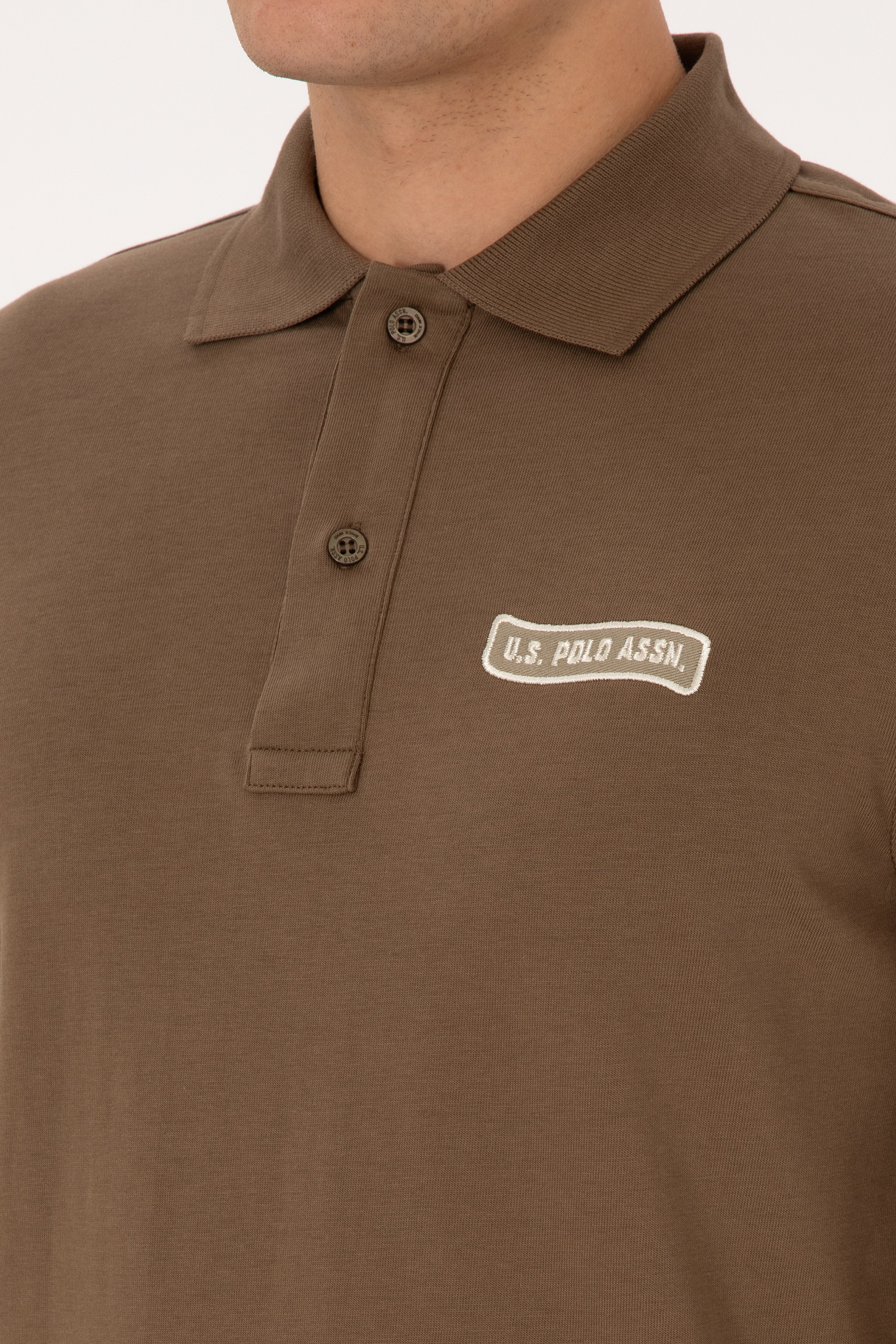 Erkek Regular Fit Polo Yaka Haki Sweatshirt - Image 7