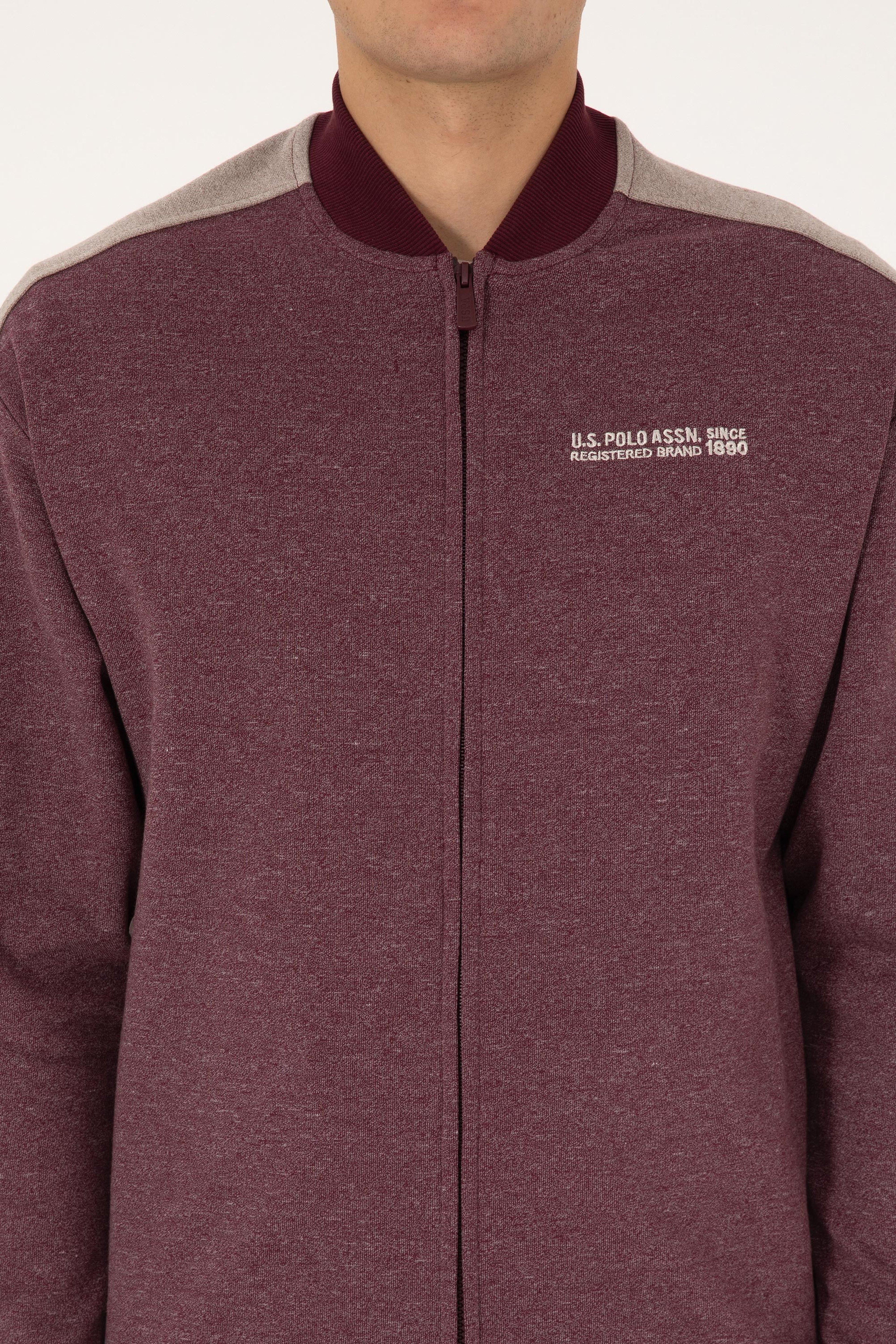 Erkek Regular Fit Fermuarlı Bordo Örme Hırka - Image 6