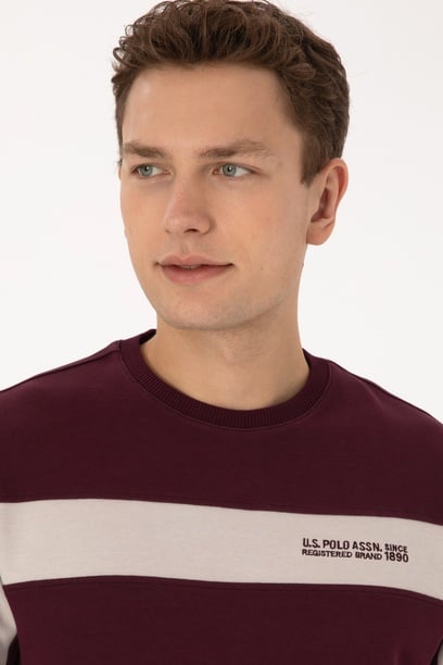 Erkek Regular Fit Bisiklet Yaka Bordo Sweatshirt