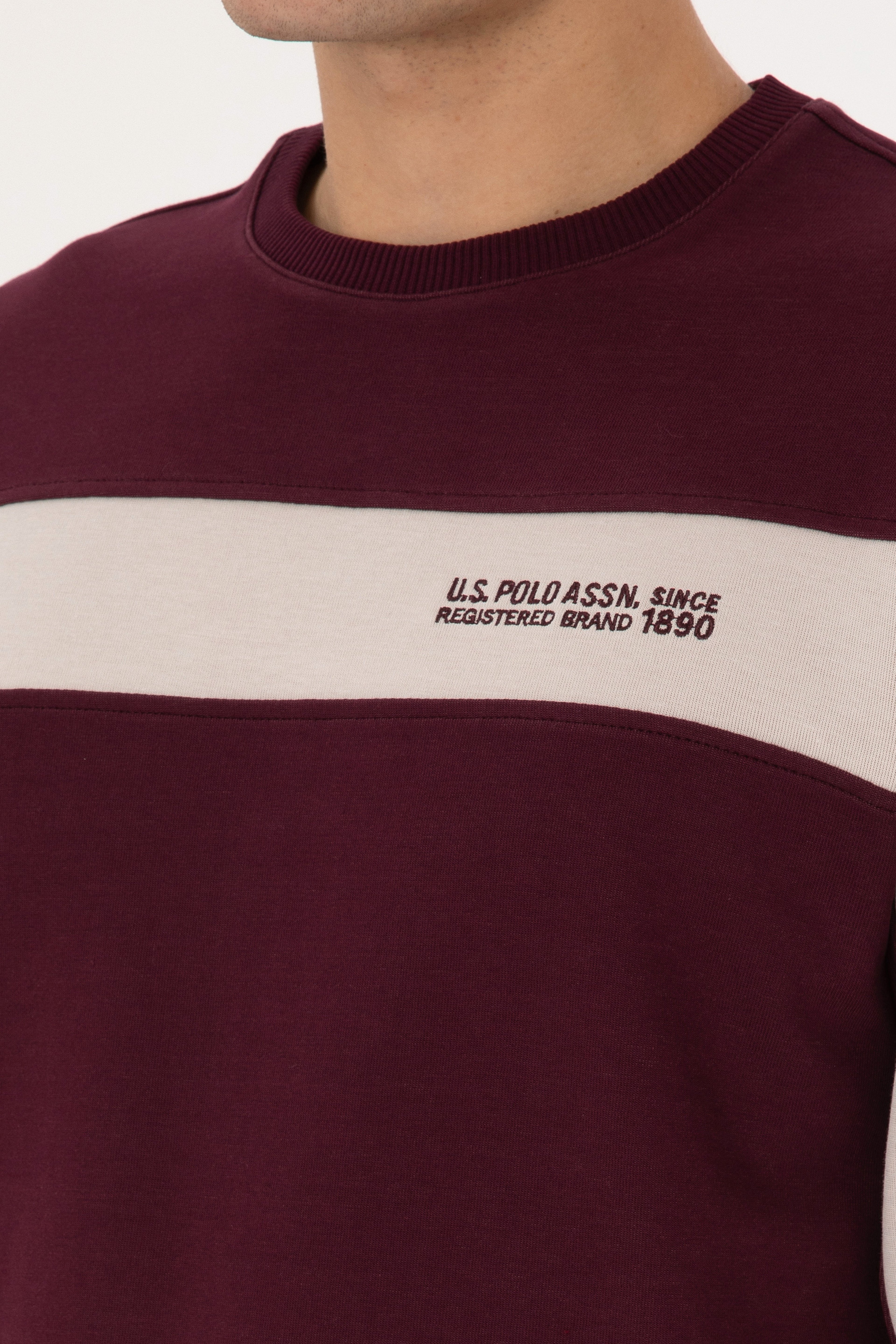 Erkek Regular Fit Bisiklet Yaka Bordo Sweatshirt - Image 7
