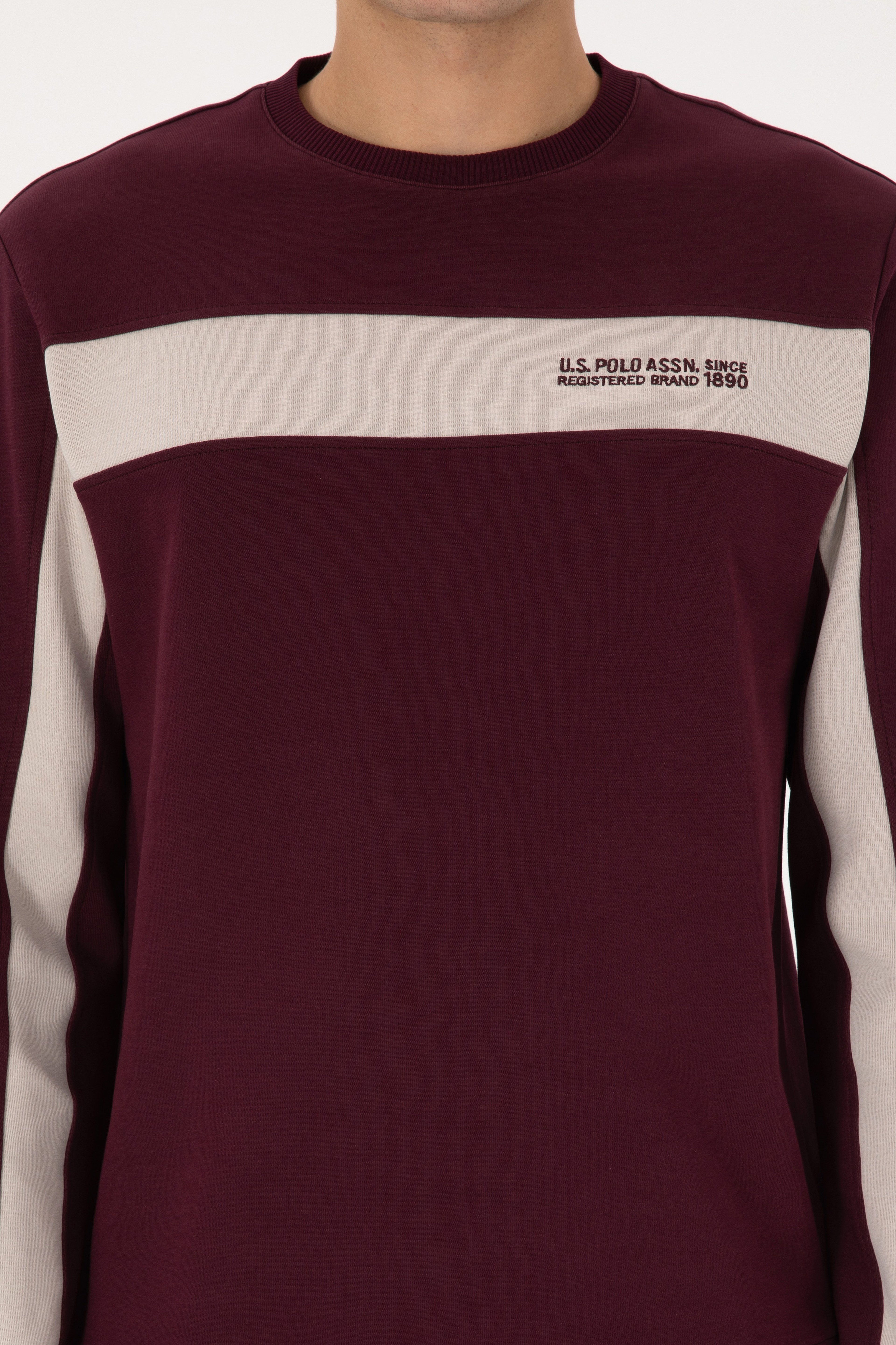 Erkek Regular Fit Bisiklet Yaka Bordo Sweatshirt - Image 6