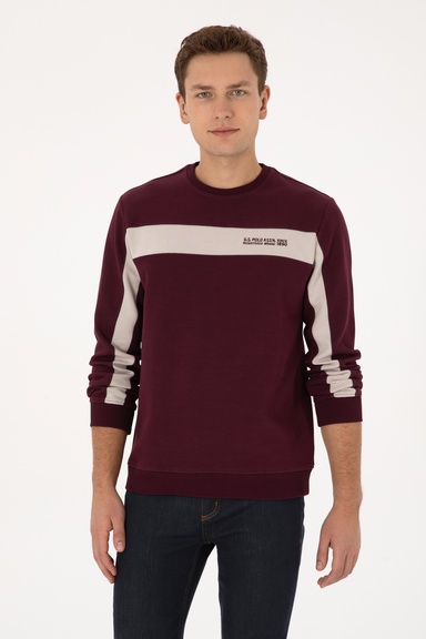 Erkek Regular Fit Bisiklet Yaka Bordo Sweatshirt