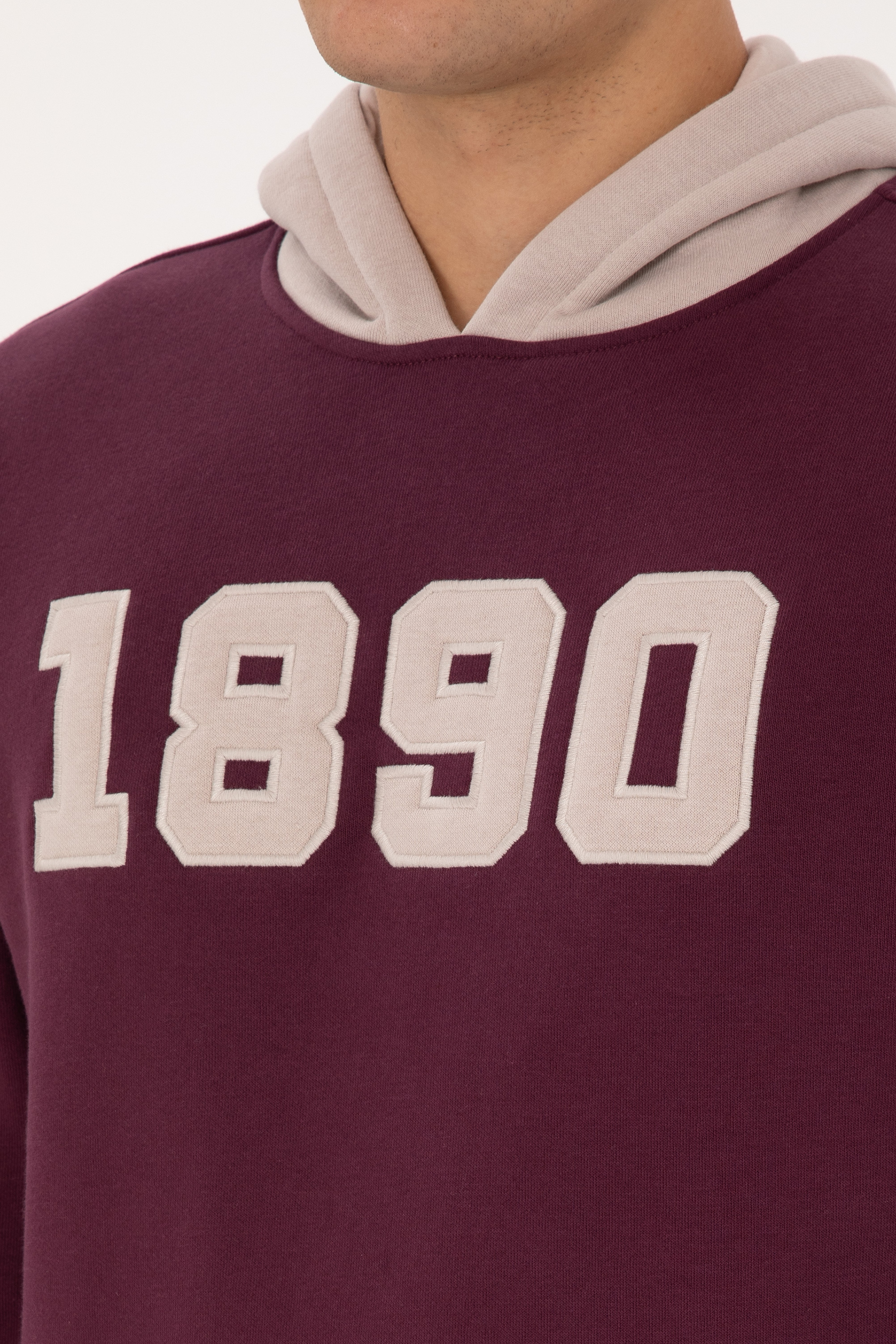 Erkek Regular Fit Kapüşonlu Şardonlu Bordo Sweatshirt