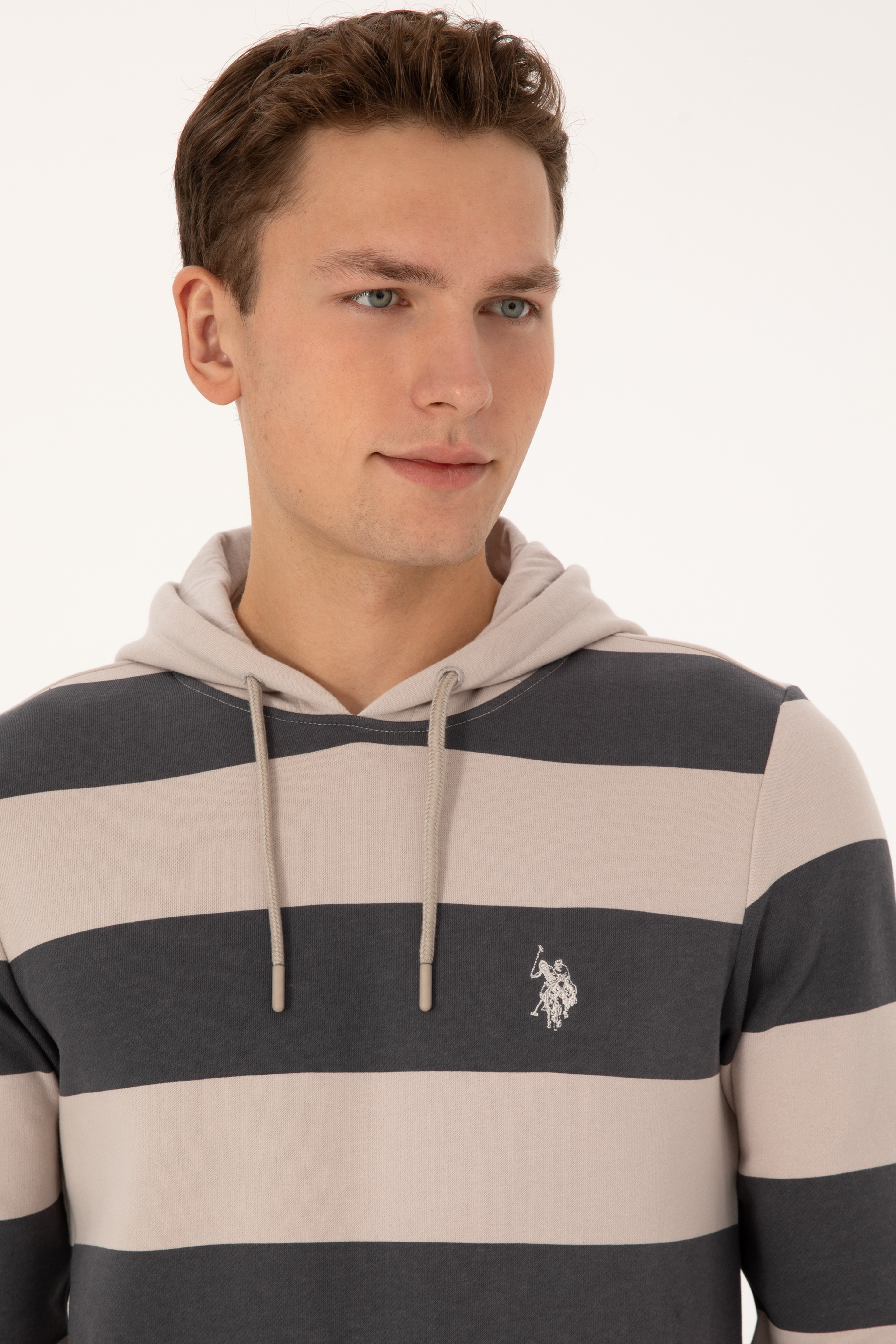 Erkek Regular Fit Kapüşonlu Gri Sweatshirt
