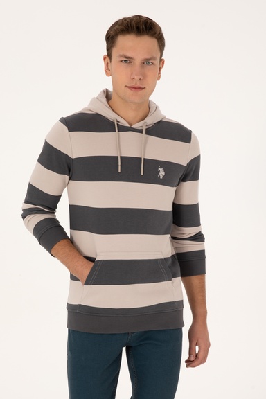 Erkek Regular Fit Kapüşonlu Gri Sweatshirt