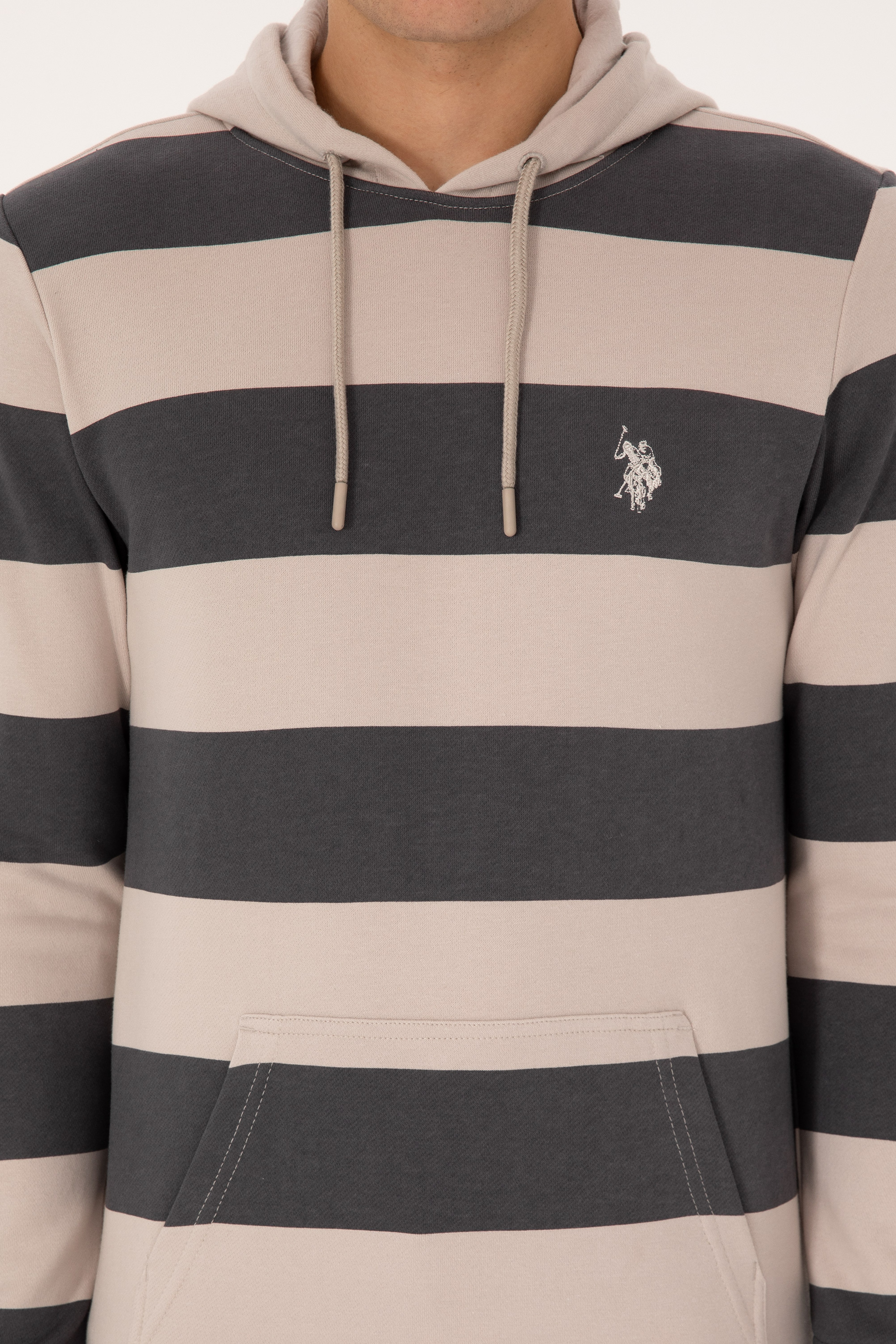 Erkek Regular Fit Kapüşonlu Gri Sweatshirt - Image 6