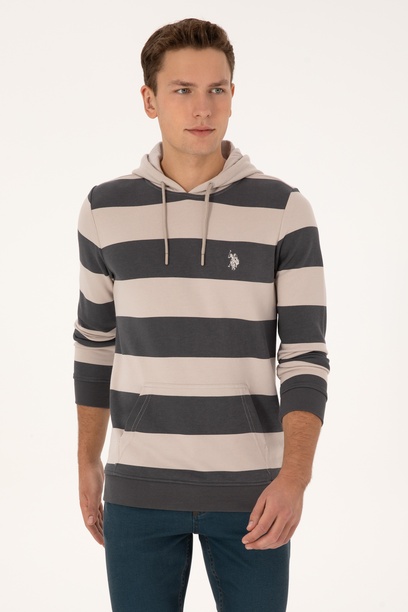 Erkek Regular Fit Kapüşonlu Gri Sweatshirt