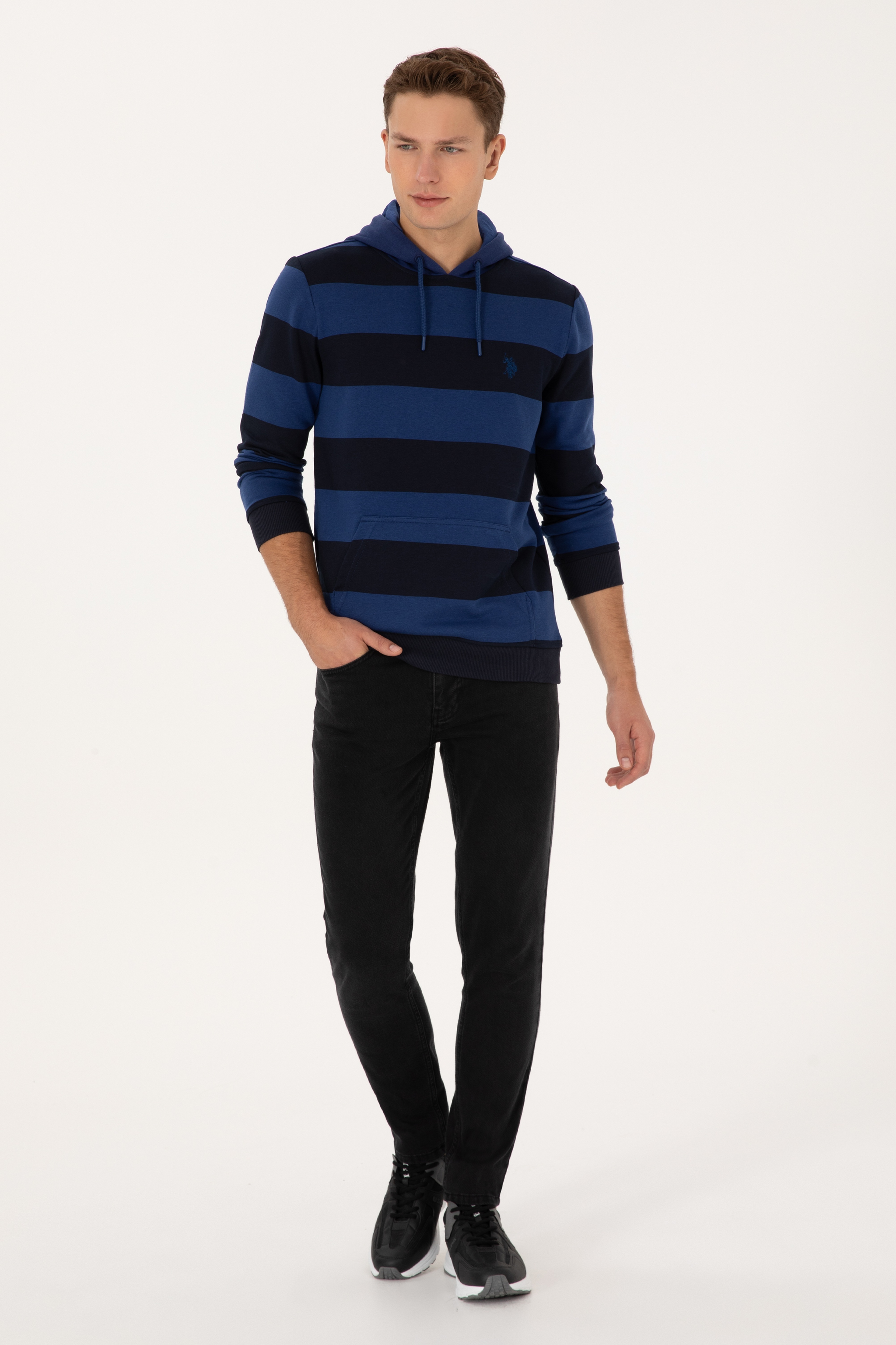 Erkek Regular Fit Kapüşonlu Lacivert Sweatshirt - Image 4
