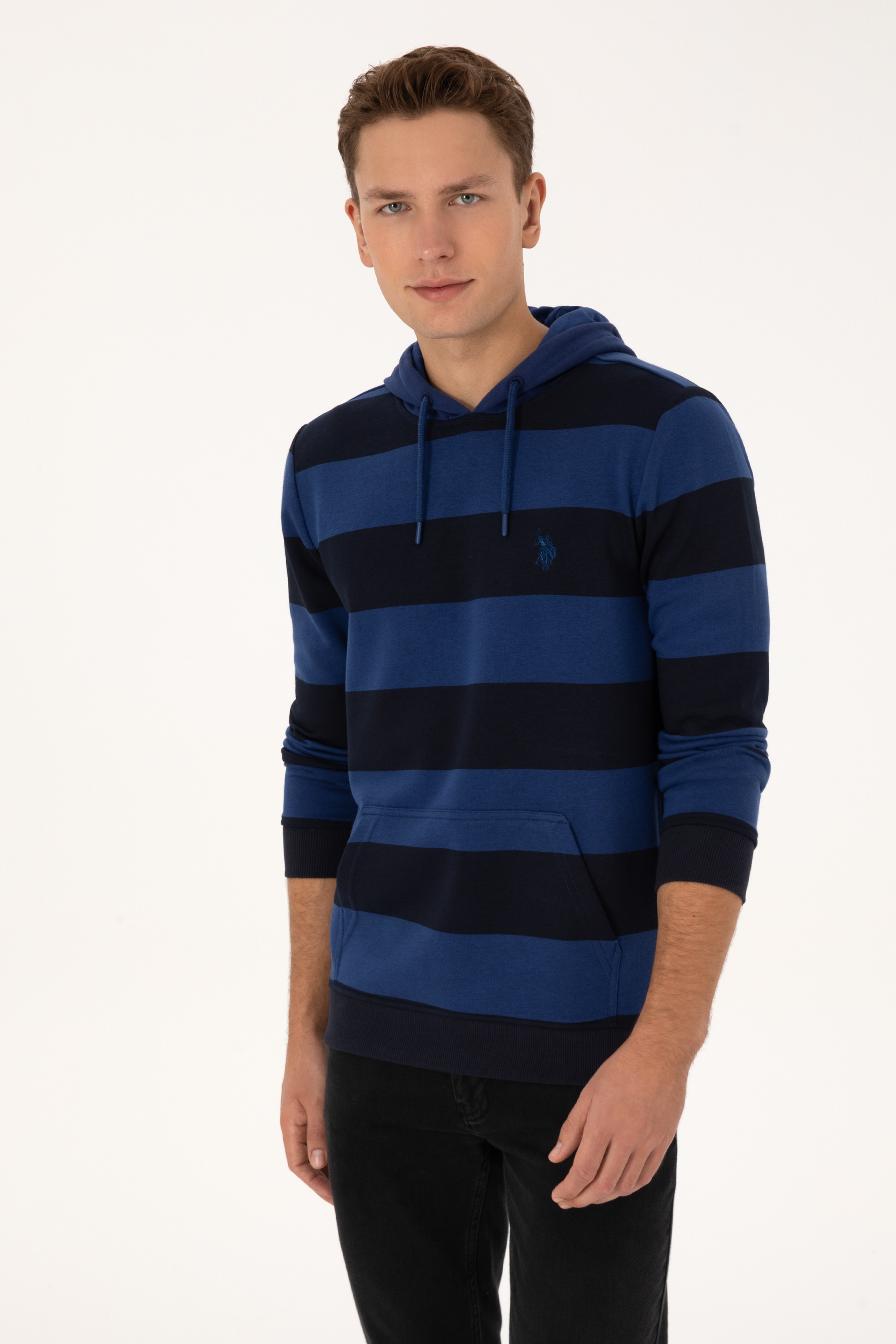 Erkek Regular Fit Kapüşonlu Lacivert Sweatshirt - Image 3