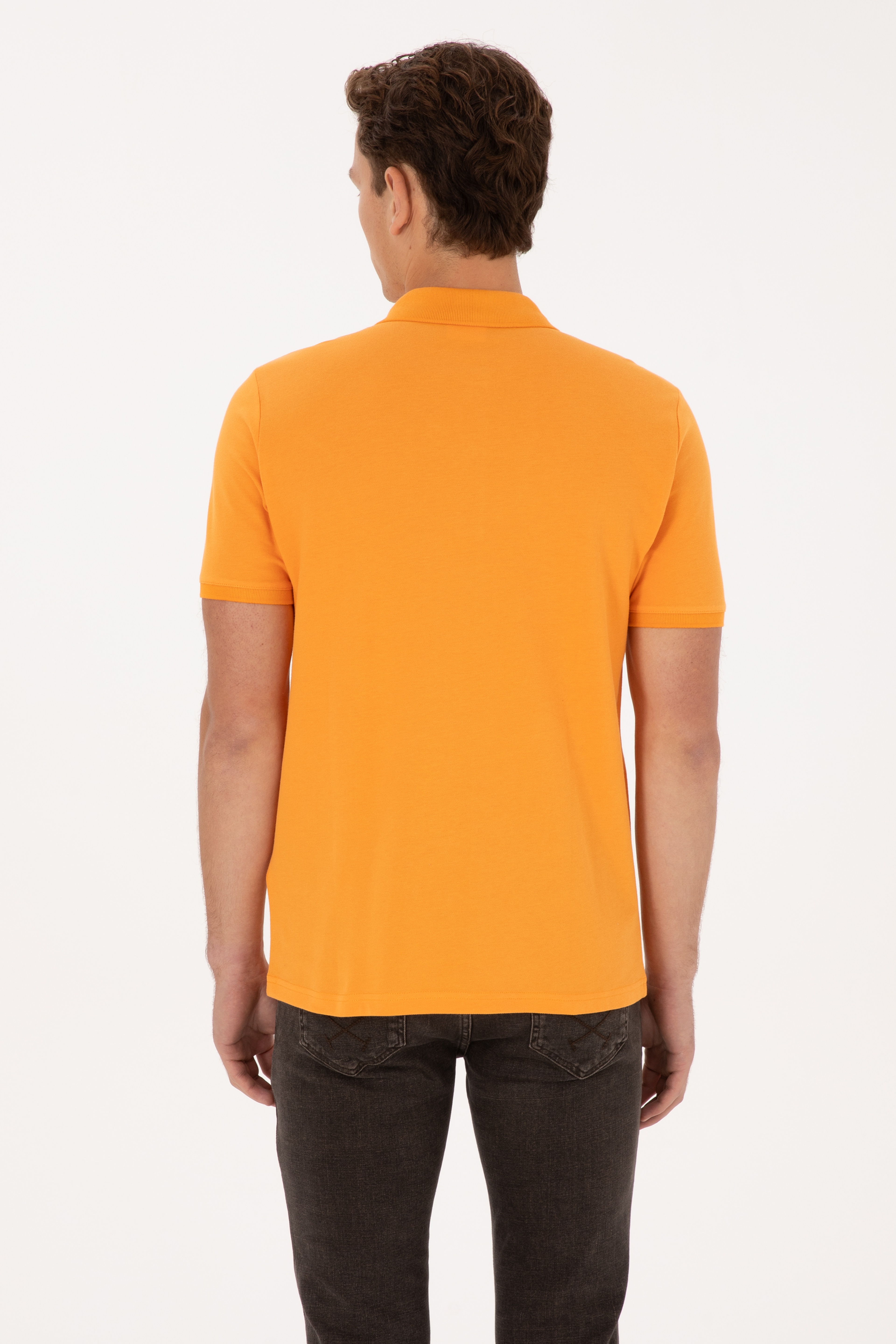 Erkek Regular Fit Polo Yaka Turuncu Tişört - Image 5