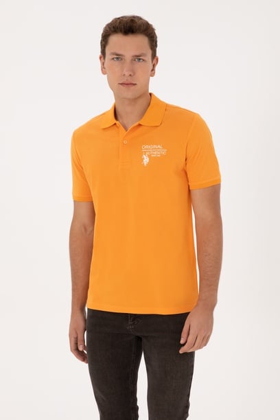 Erkek Regular Fit Polo Yaka Turuncu Tişört