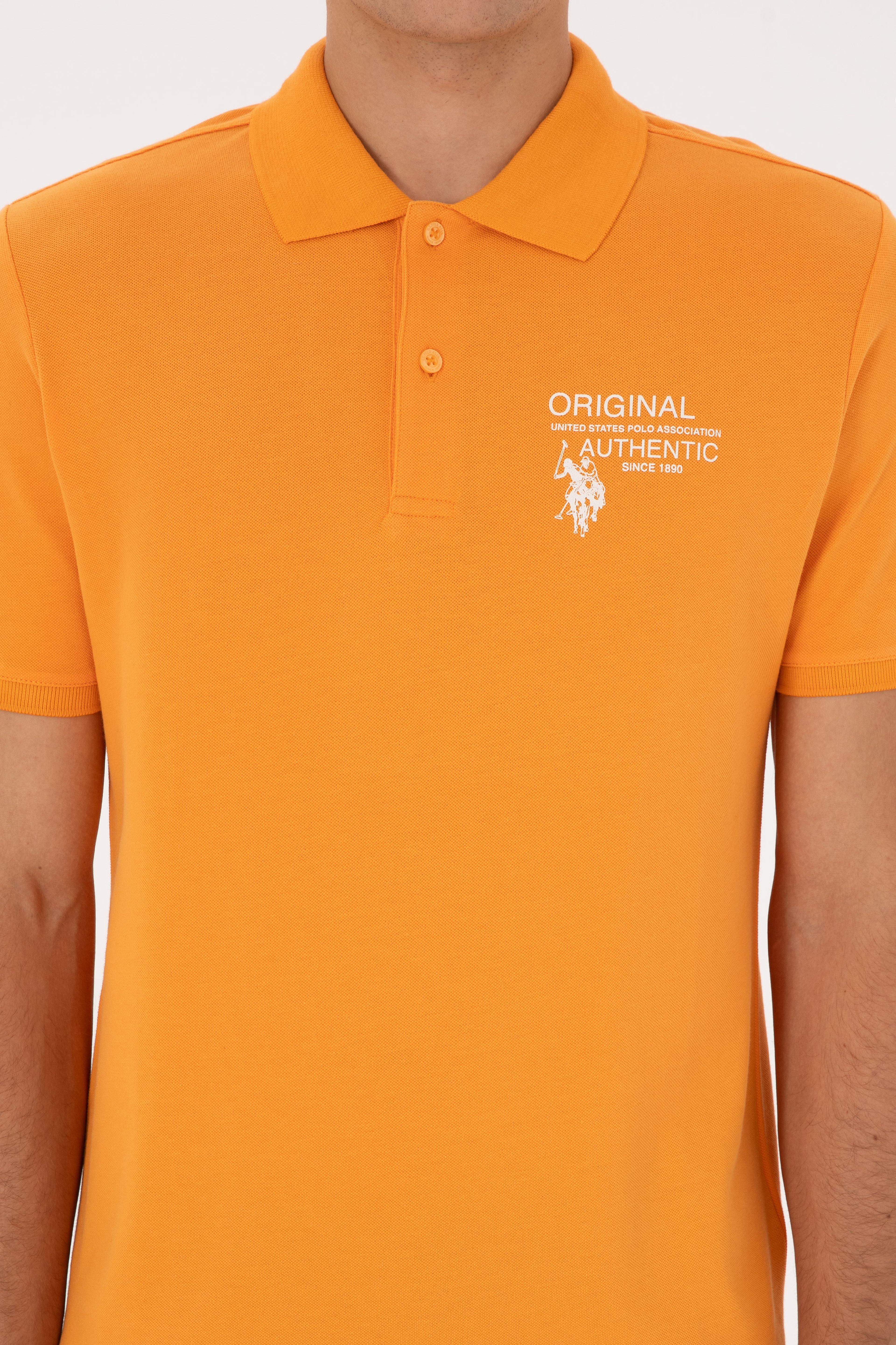 Erkek Regular Fit Polo Yaka Turuncu Tişört - Image 6