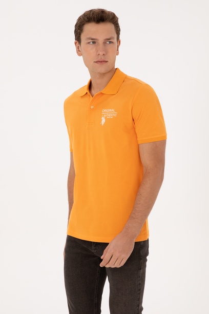 Erkek Regular Fit Polo Yaka Turuncu Tişört