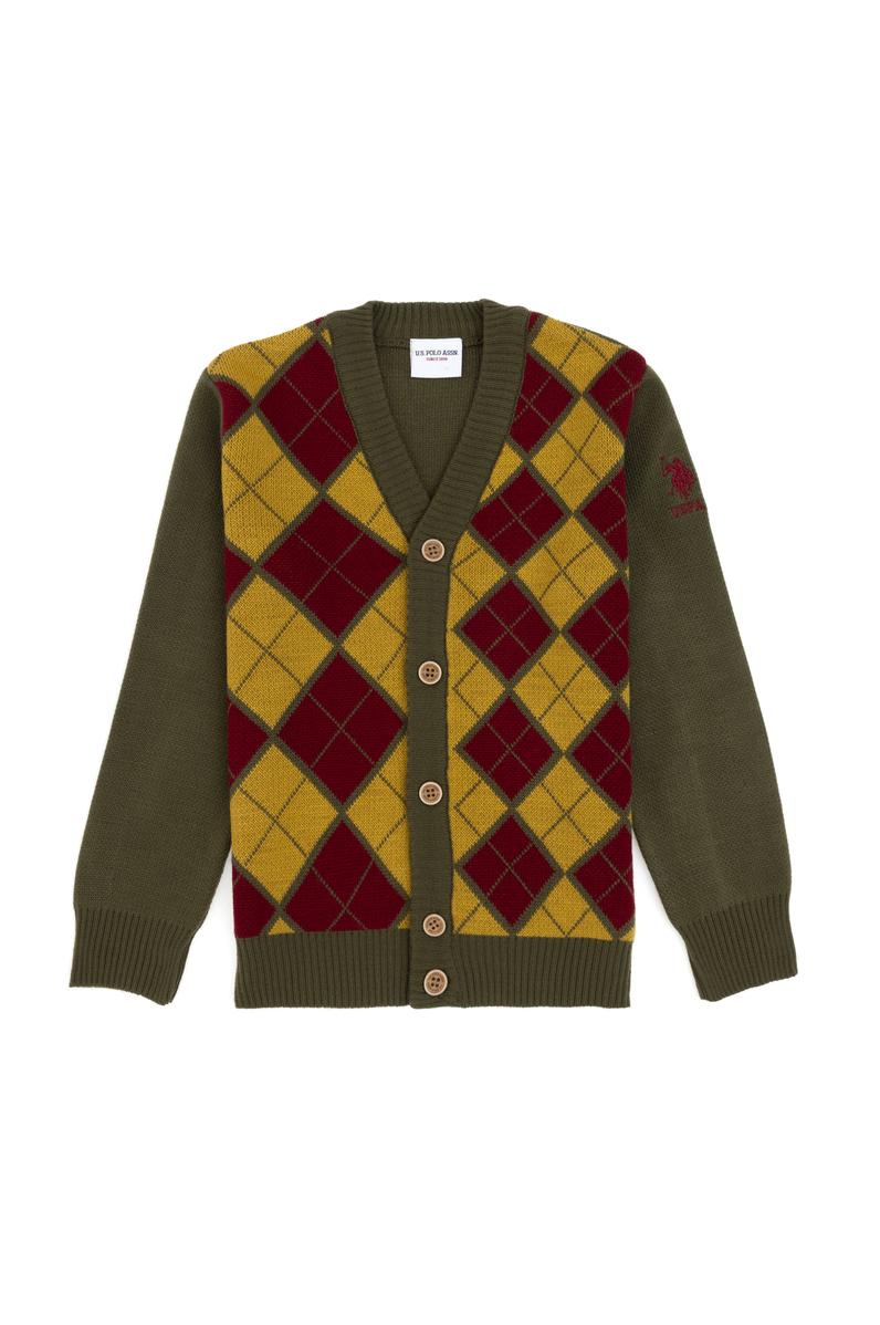 Erkek Çocuk Haki Triko Hırka