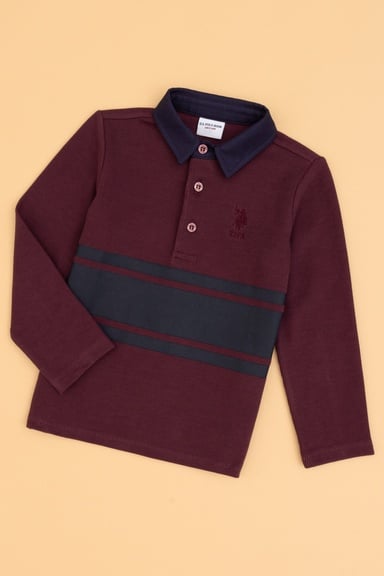 Erkek Çocuk Bordo Polo Yaka Sweatshirt