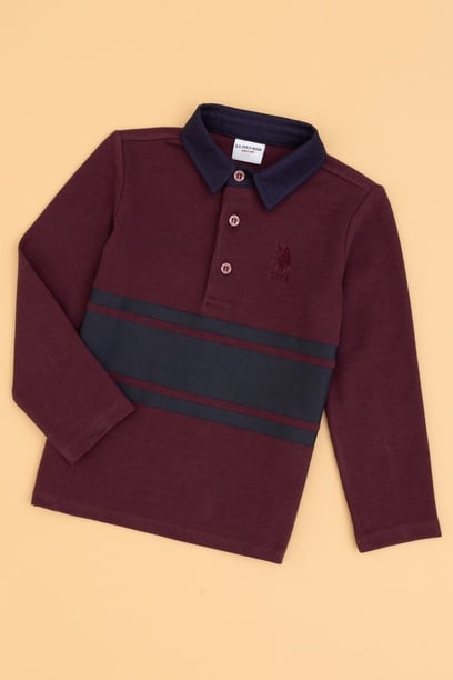 Erkek Çocuk Bordo Polo Yaka Sweatshirt