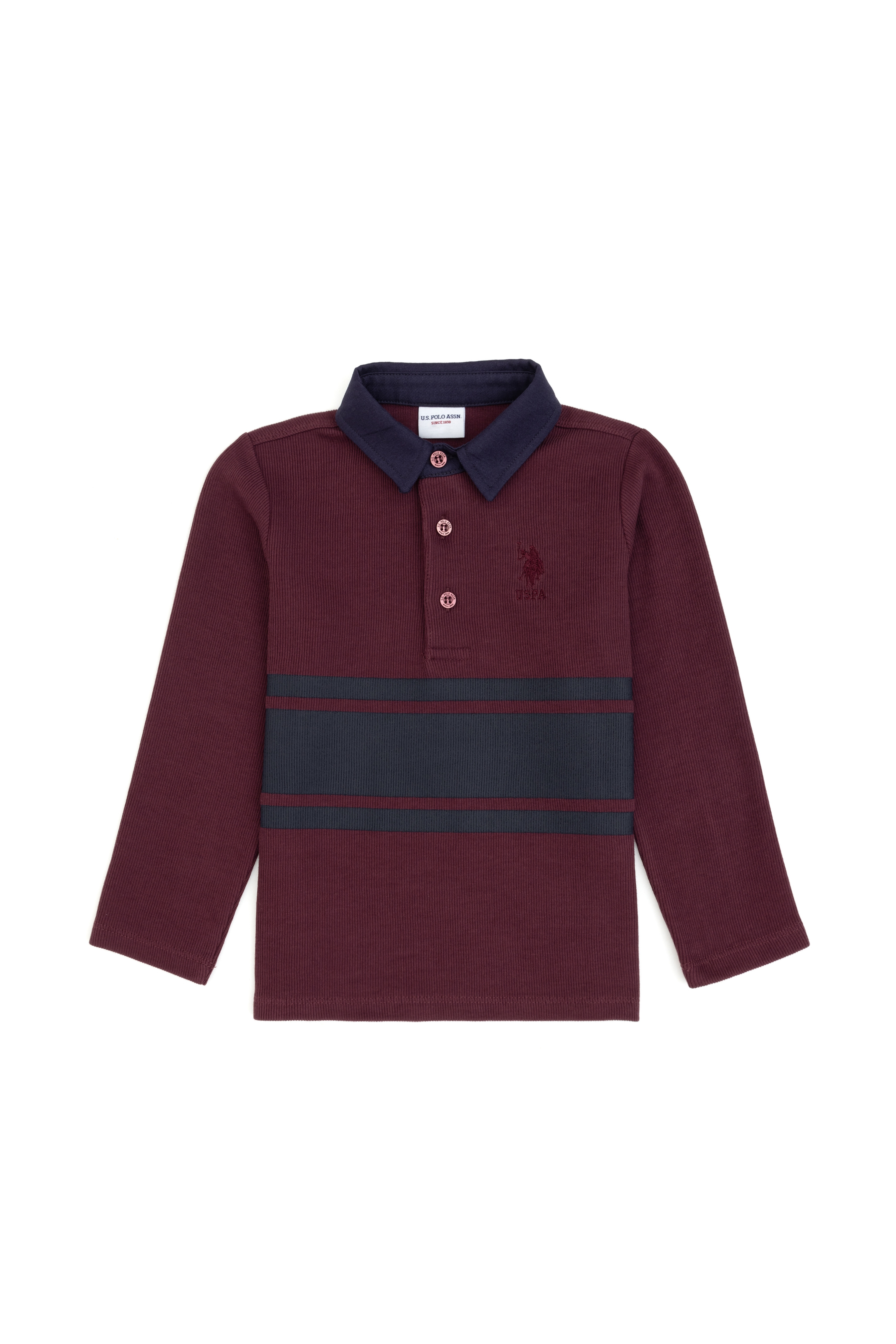 Erkek Çocuk Bordo Polo Yaka Sweatshirt - Image 2