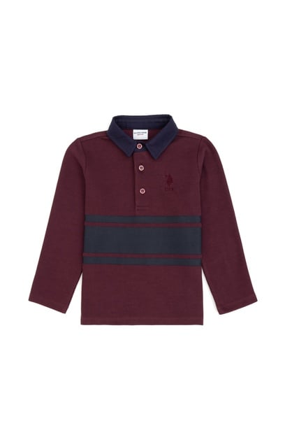 Erkek Çocuk Bordo Polo Yaka Sweatshirt