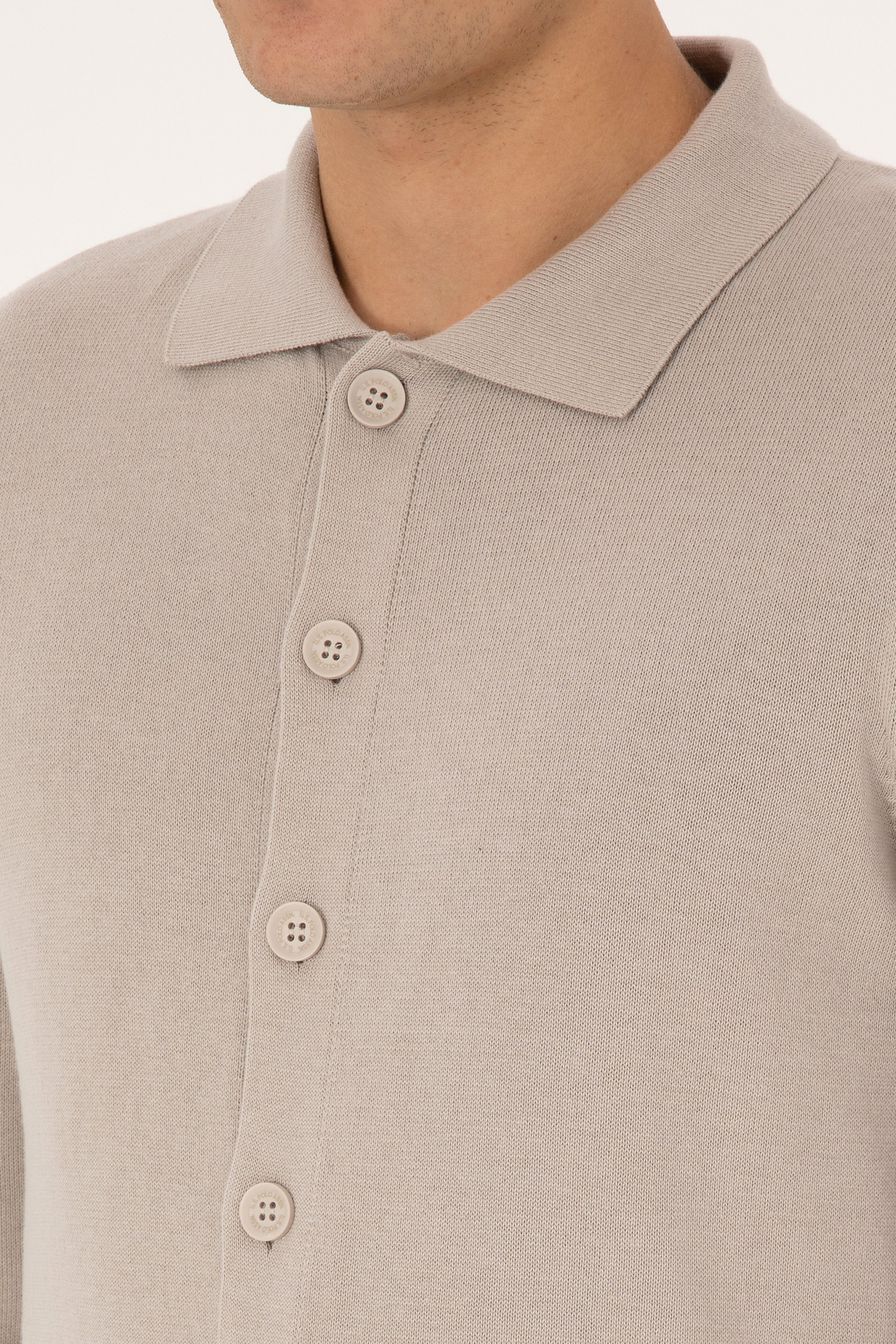 Erkek Polo Yaka Taş Basic Triko Hırka - Image 7