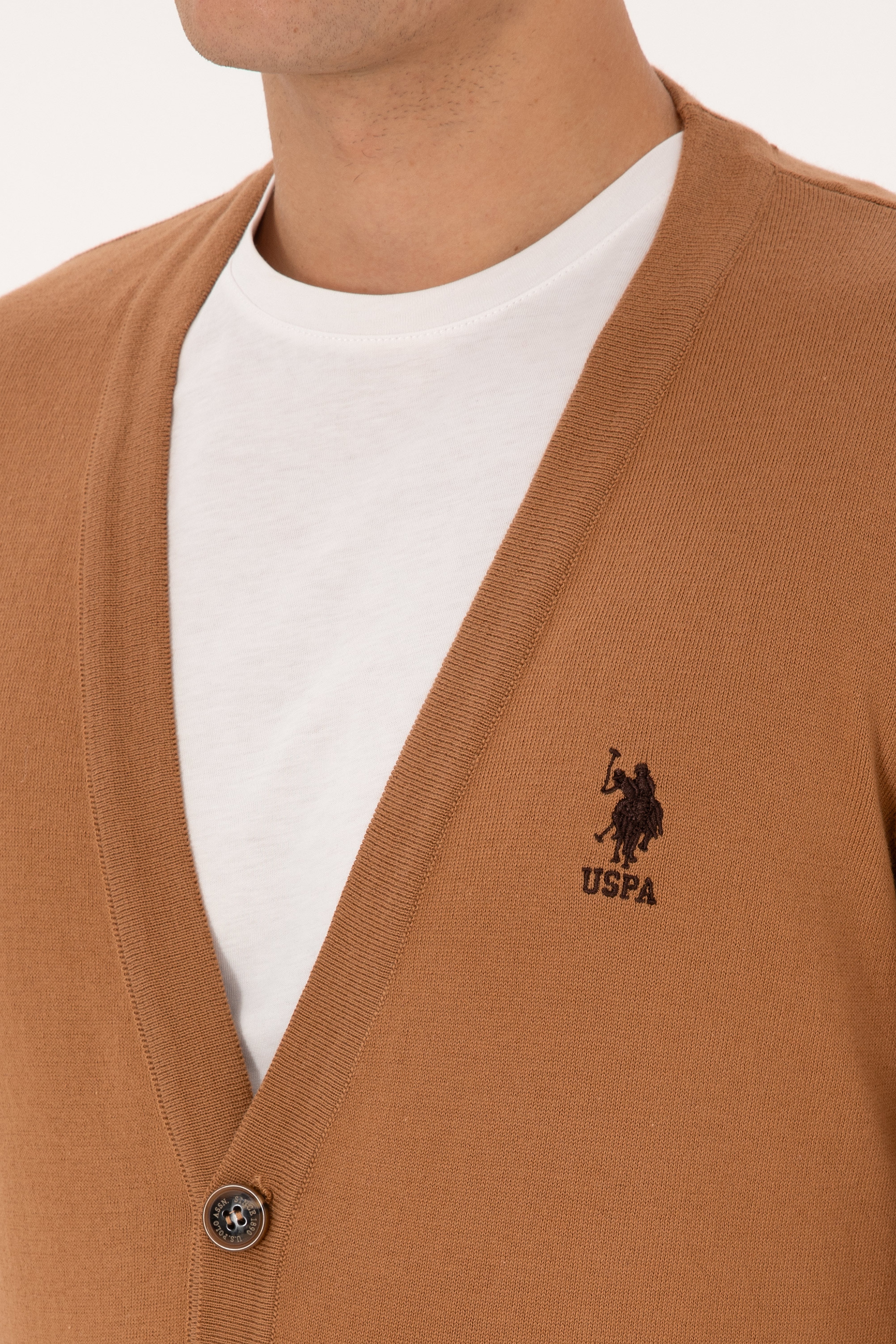 Erkek Camel Basic Triko Hırka