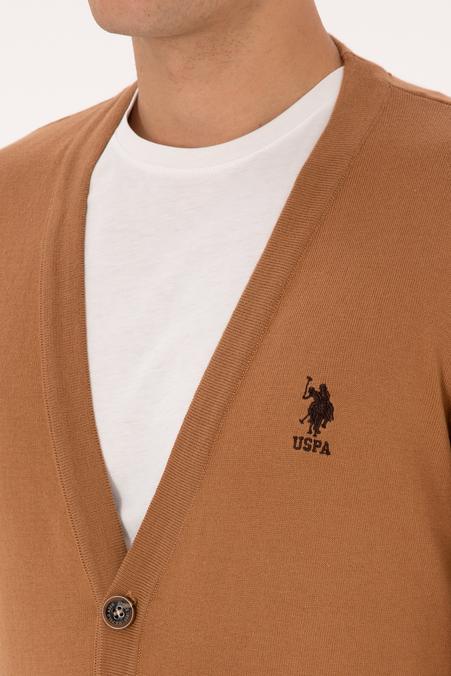 Erkek Camel Basic Triko Hırka