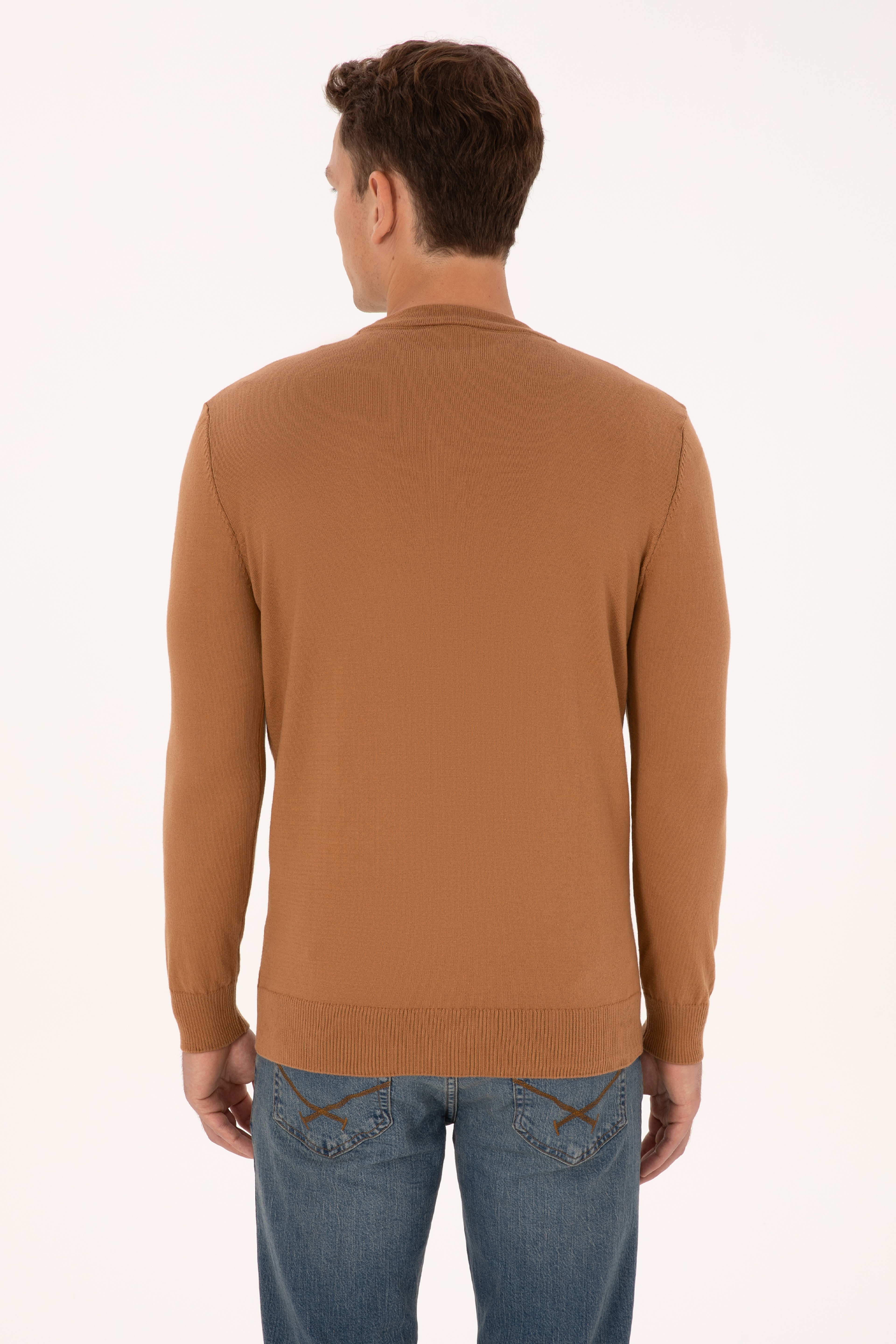 Erkek Camel Basic Triko Hırka - Image 5