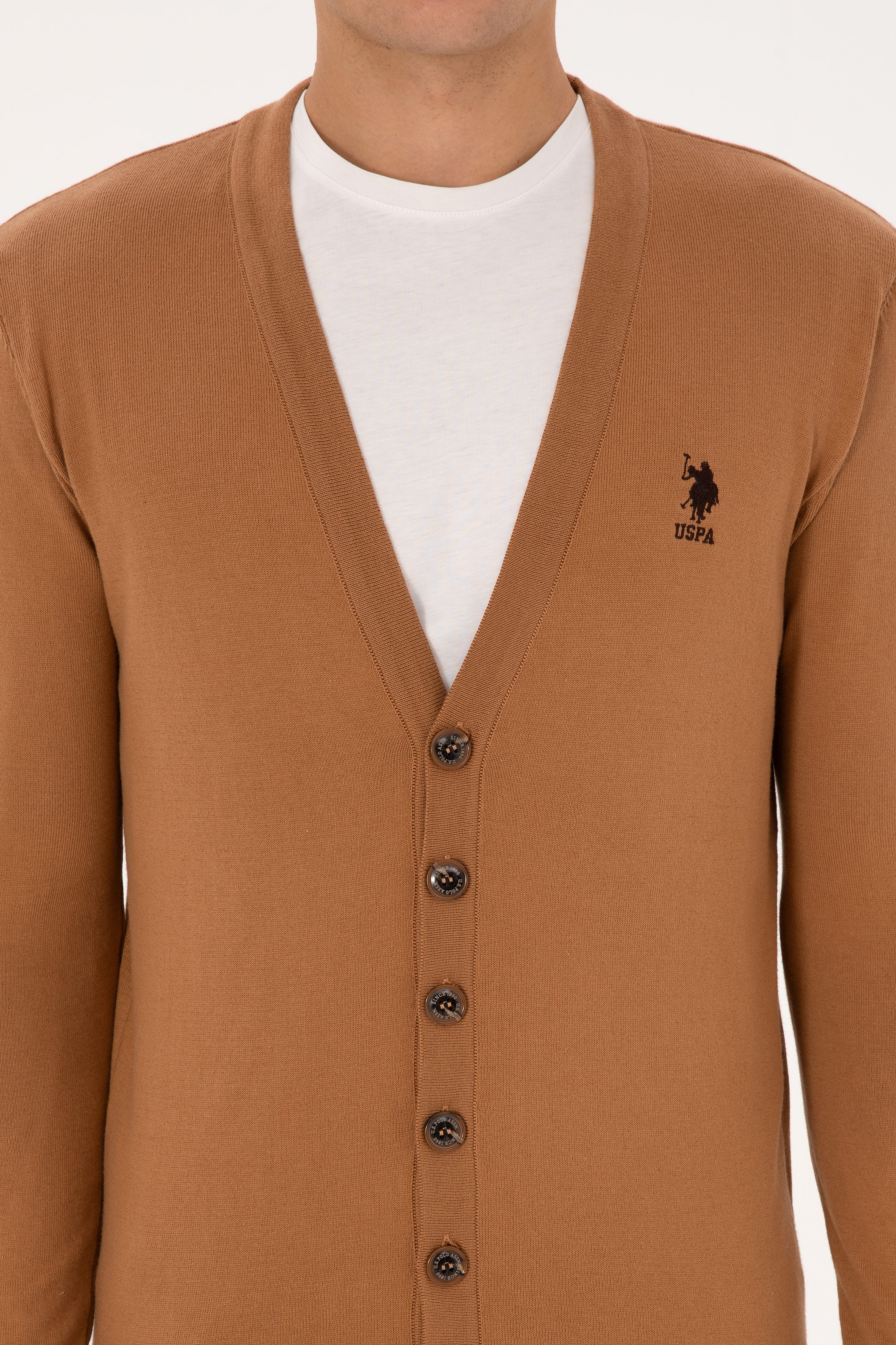Erkek Camel Basic Triko Hırka