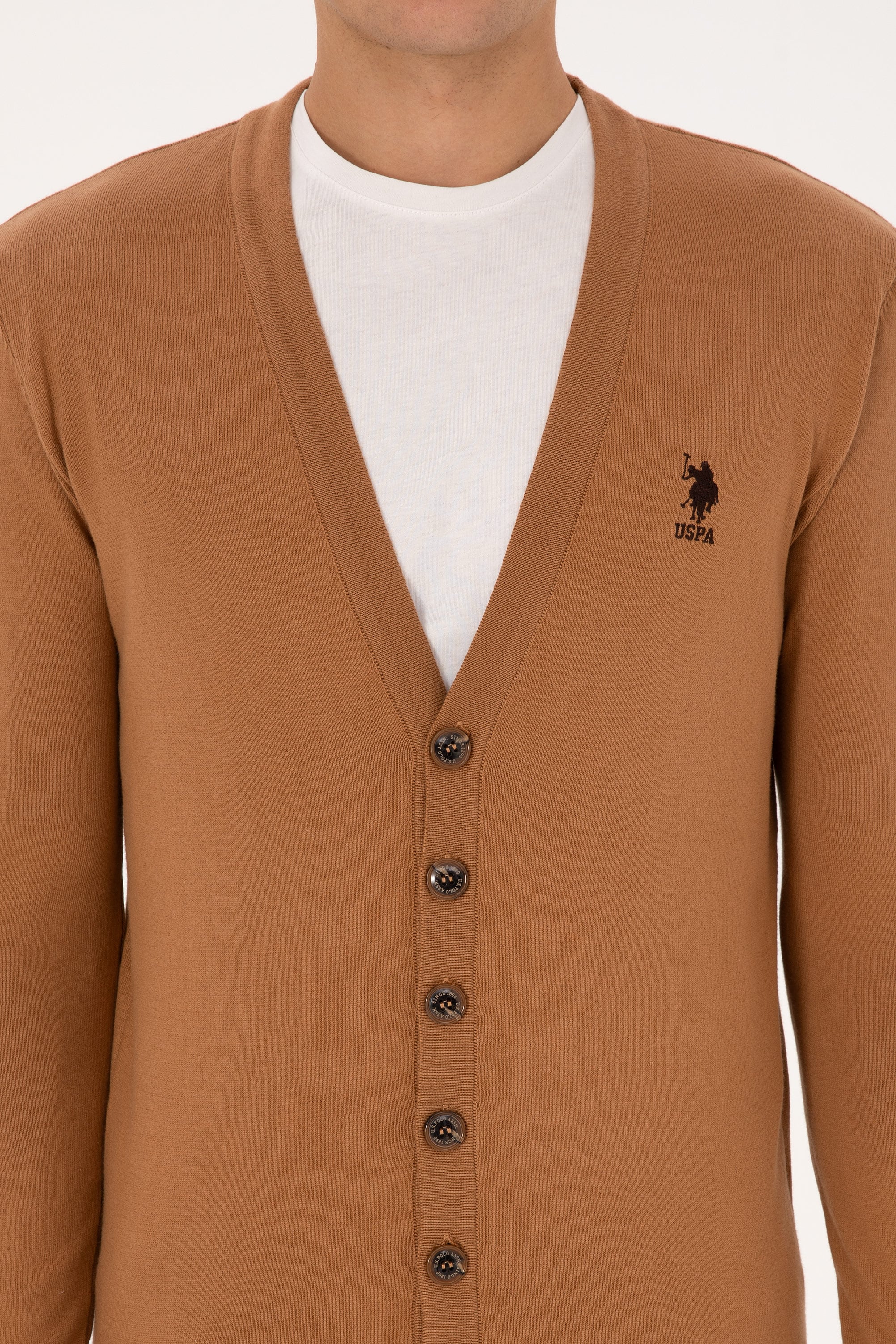 Erkek Camel Basic Triko Hırka - 50313702052