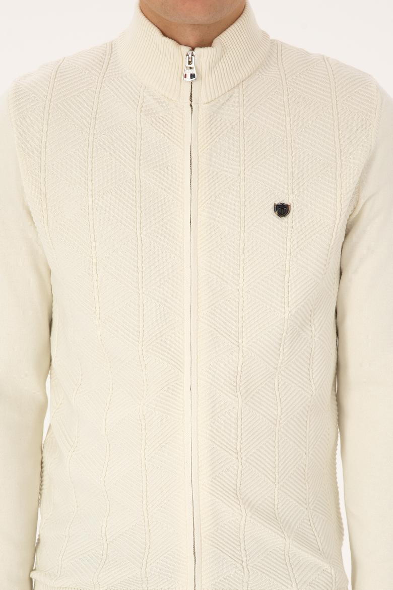 Erkek Krem Triko Hırka - 50315024019