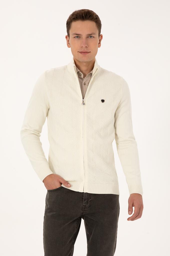 Erkek Krem Triko Hırka