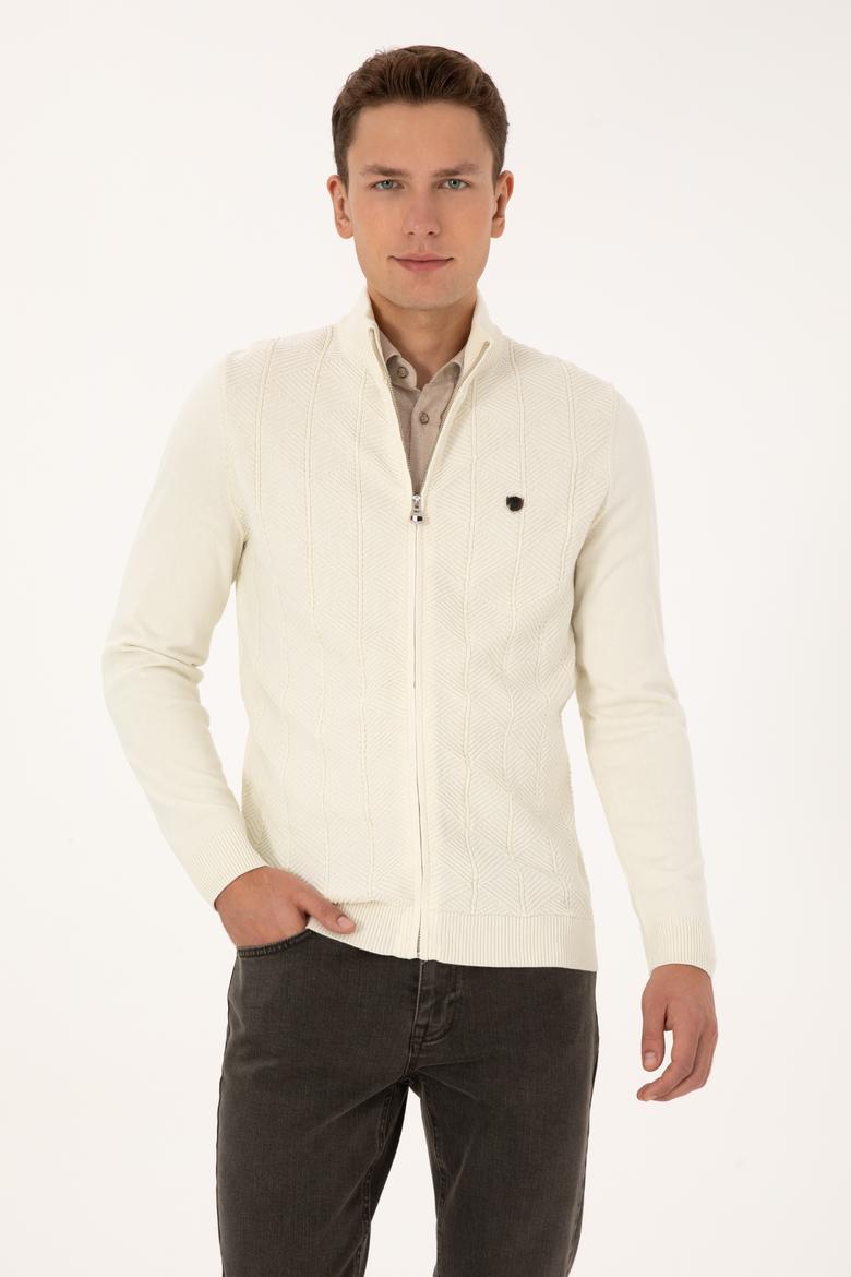 Erkek Krem Triko Hırka