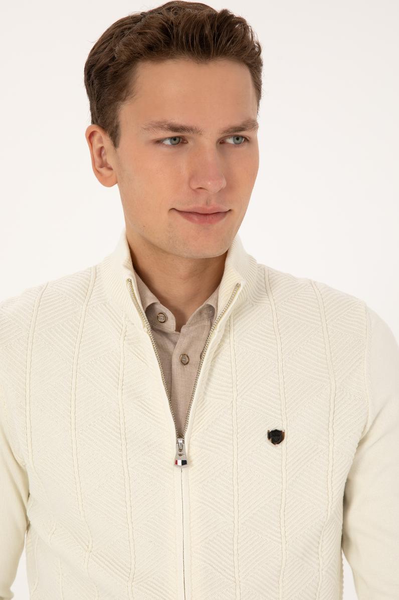 Erkek Krem Triko Hırka