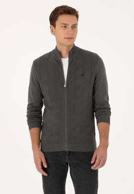 Erkek Gri Triko Hırka - 50315024053