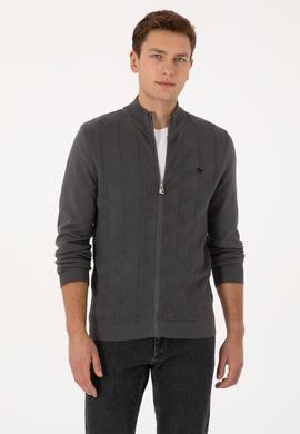 Erkek Gri Triko Hırka - 50315024053