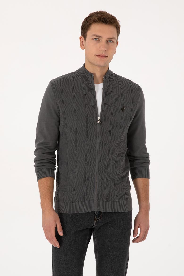 Erkek Gri Triko Hırka