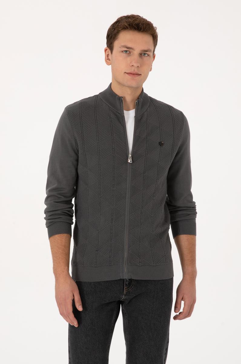 Erkek Gri Triko Hırka