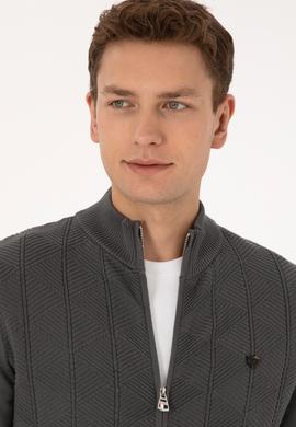 Erkek Gri Triko Hırka - 50315024053