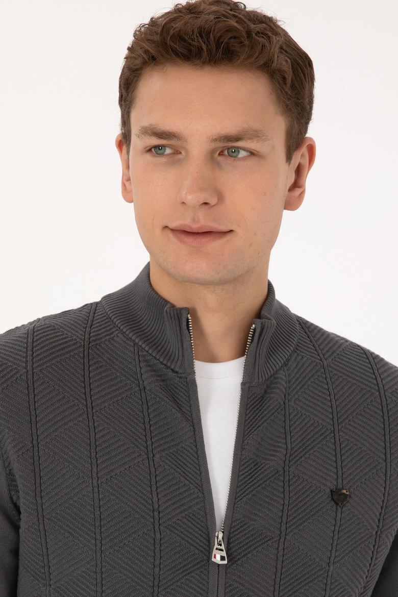 Erkek Gri Triko Hırka - 50315024053