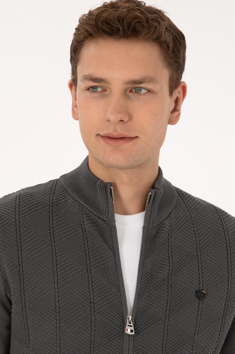 Erkek Gri Triko Hırka