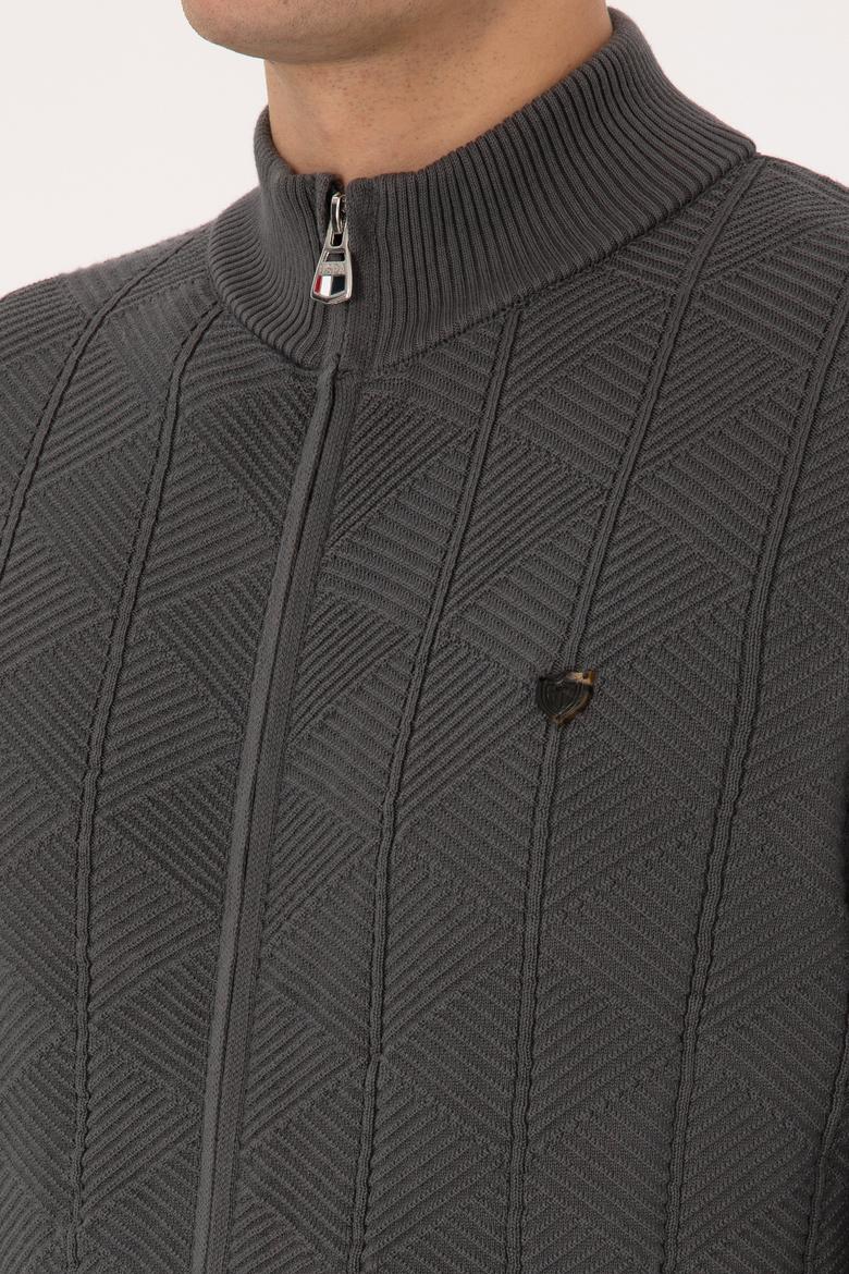 Erkek Gri Triko Hırka - 50315024053