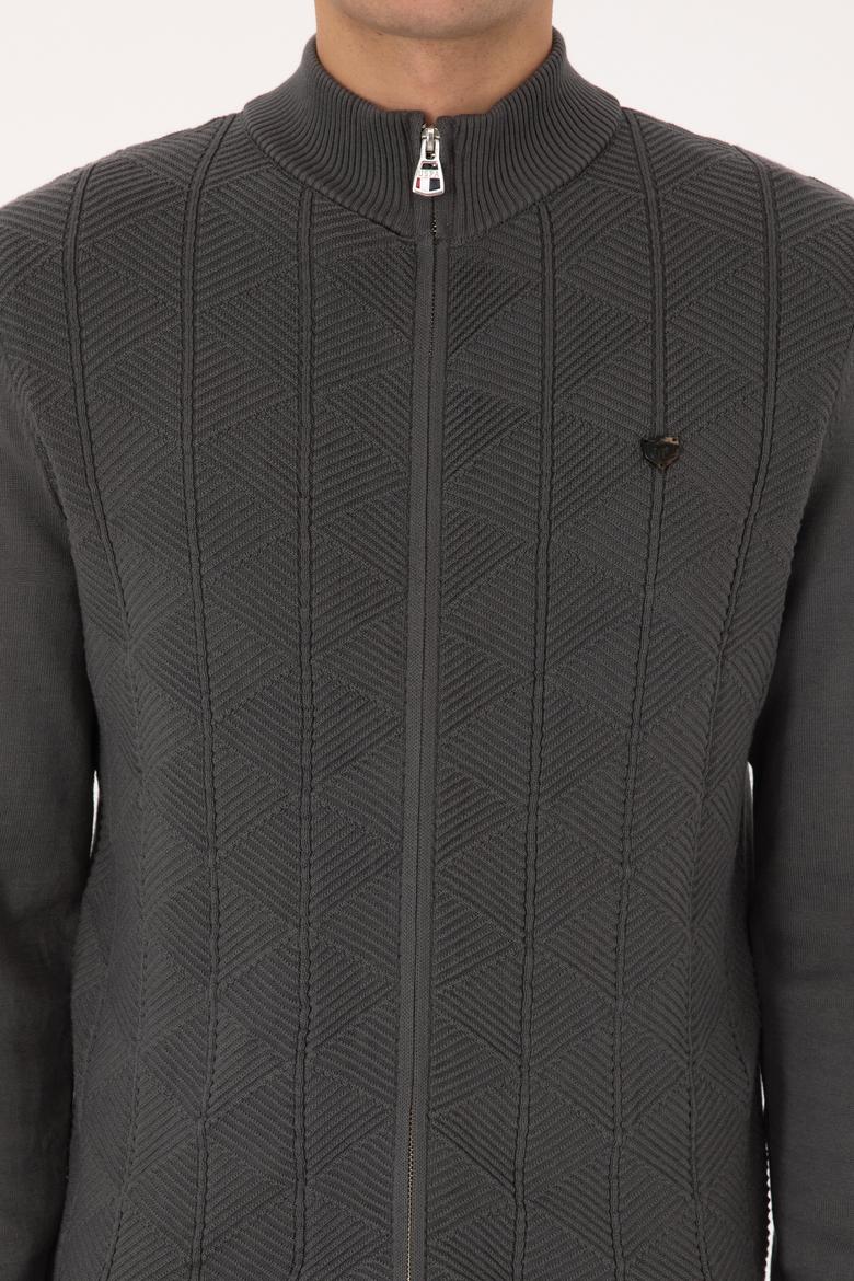 Erkek Gri Triko Hırka - 50315024053