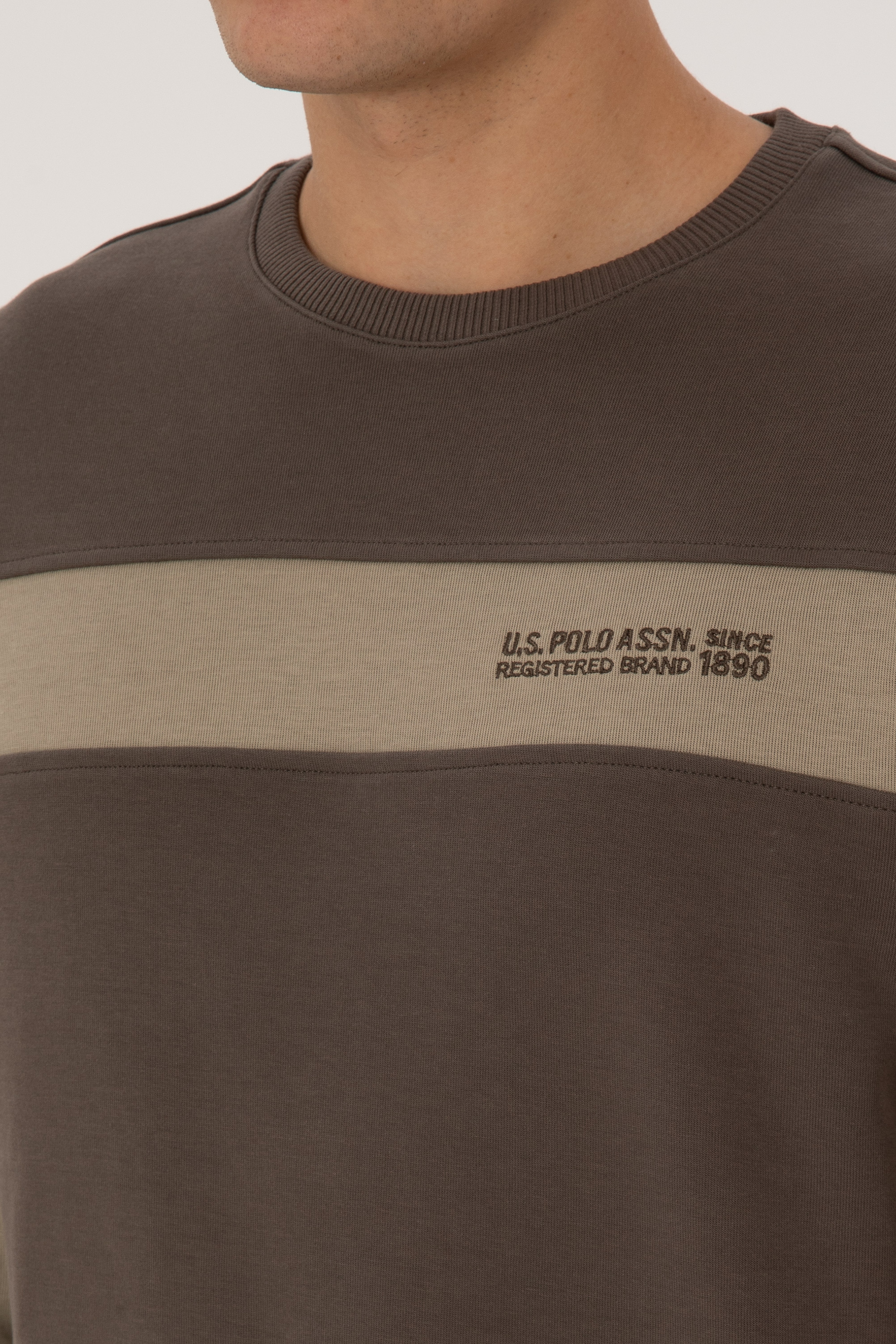 Erkek Regular Fit Bisiklet Yaka Vizon Sweatshirt - Image 7